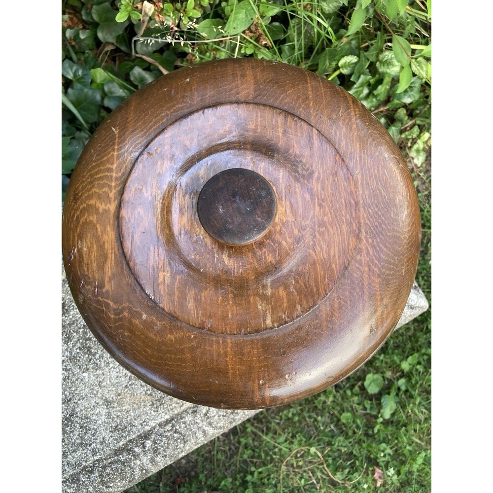 Vintage Farmhouse Wooden Firkin Barrel Ice Bucket w/ Brass Band & Bowl Liner - Picture 5 of 9